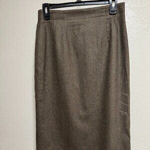 Paul Stuart Made in Italy Olive Green Multi-color Wool Pencil Skirt Size 42‎